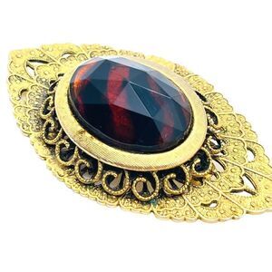 Freirich Diamond Shaped Goldtone Brooch